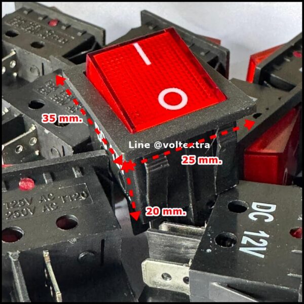 สวิตช์ไฟรถยนต์ 12V สีแดง